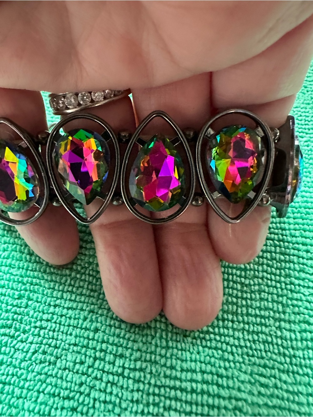 Multicolor Teardrop Crystal Stretch Bracelet - Women Jewelry